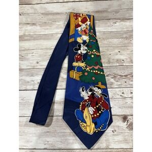 Vintage Disney Mickey Goofy Donald Christmas Men's Neck Tie